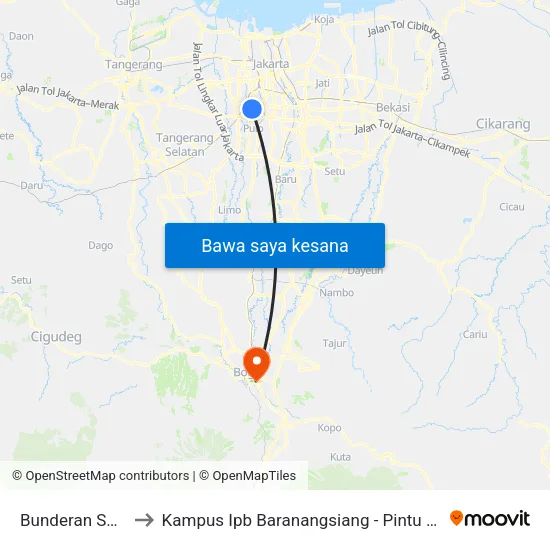 Bunderan Senayan to Kampus Ipb Baranangsiang - Pintu Masuk Utama map