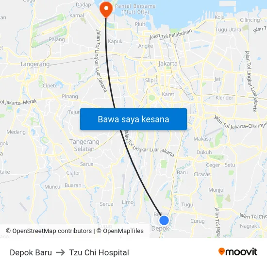 Depok Baru to Tzu Chi Hospital map