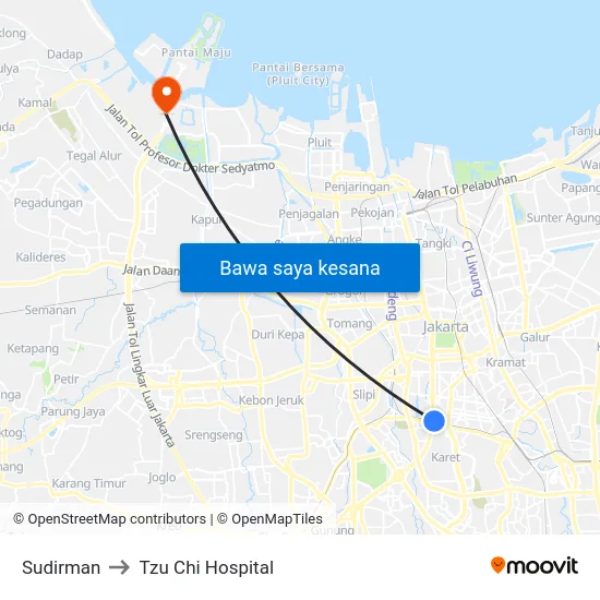 Sudirman to Tzu Chi Hospital map
