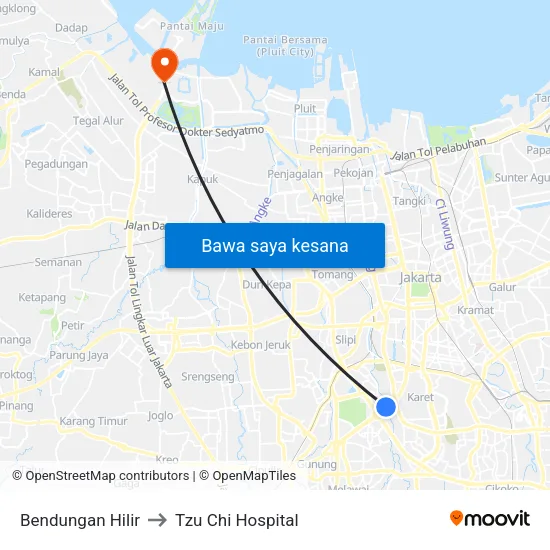 Bendungan Hilir to Tzu Chi Hospital map