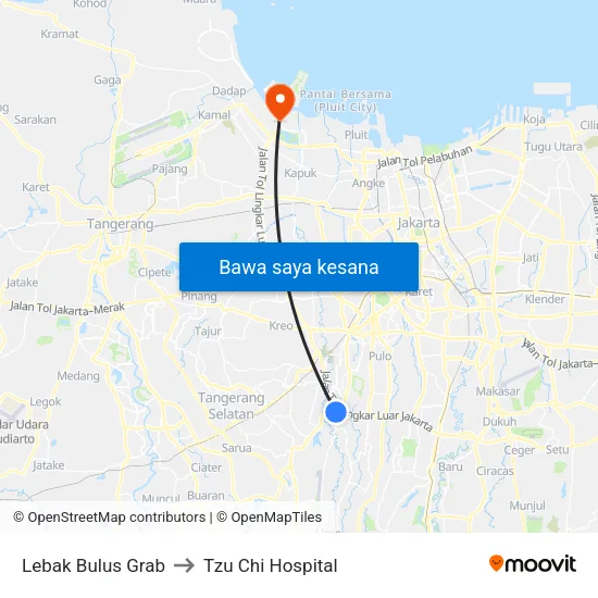 Lebak Bulus Grab to Tzu Chi Hospital map