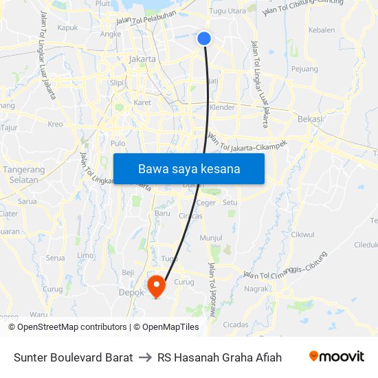 Sunter Boulevard Barat to RS Hasanah Graha Afiah map