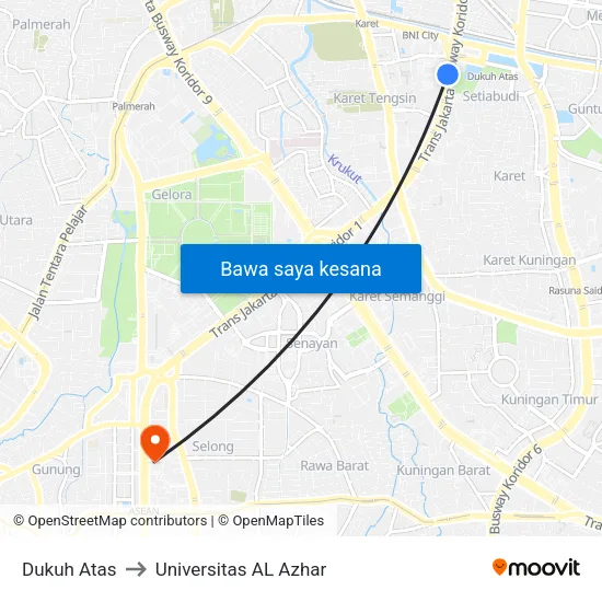 Dukuh Atas to Universitas AL Azhar map