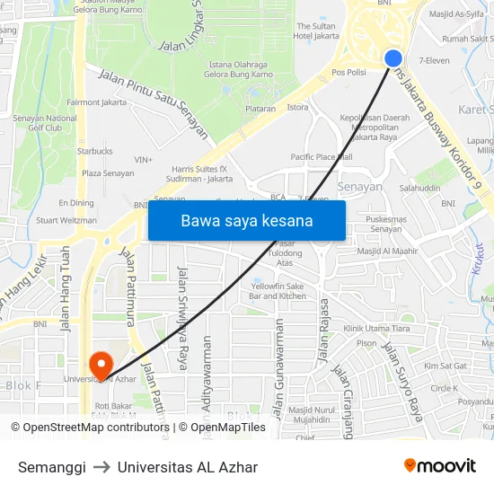 Semanggi to Universitas AL Azhar map
