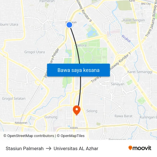 Stasiun Palmerah to Universitas AL Azhar map