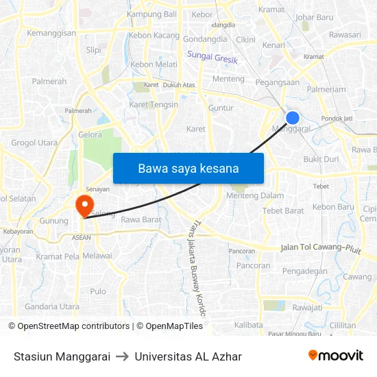 Stasiun Manggarai to Universitas AL Azhar map