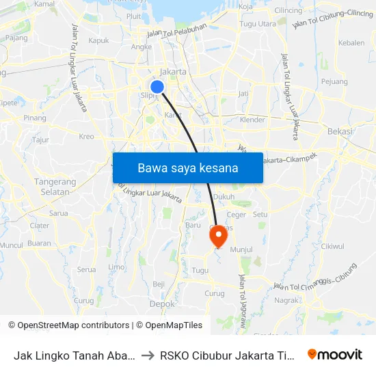 Jak Lingko Tanah Abang to RSKO Cibubur Jakarta Timur map