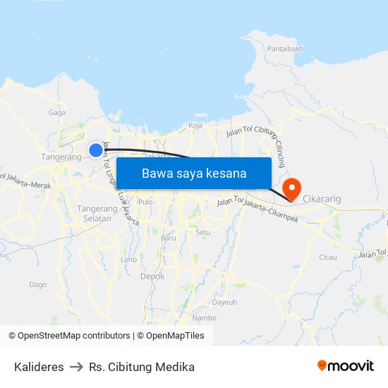 Kalideres to Rs. Cibitung Medika map