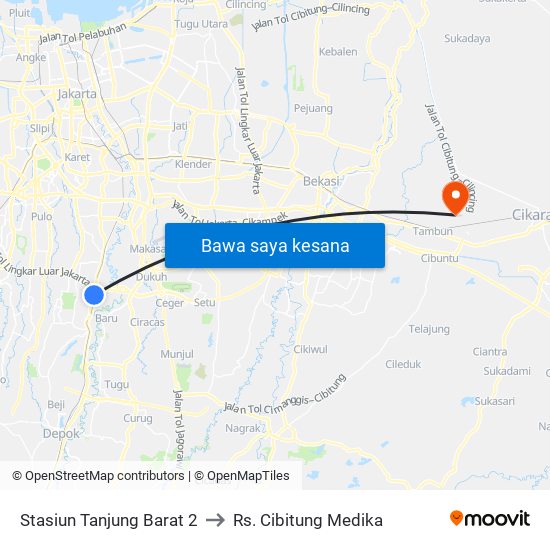 Stasiun Tanjung Barat 2 to Rs. Cibitung Medika map