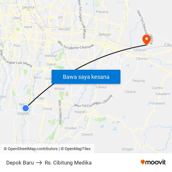 Depok Baru to Rs. Cibitung Medika map