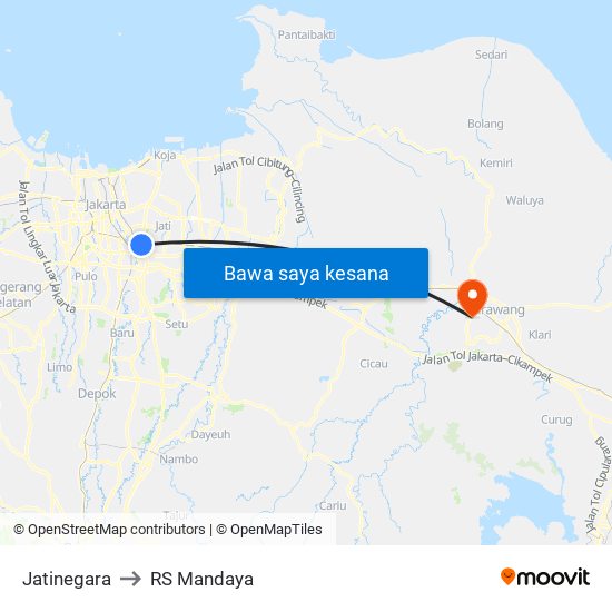 Jatinegara to RS Mandaya map