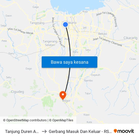 Tanjung Duren Arah Timur to Gerbang Masuk Dan Keluar - RSUD Kota Bogor map