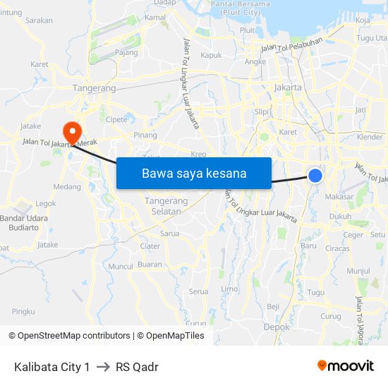 Kalibata City 1 to RS Qadr map