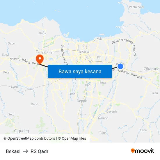 Bekasi to RS Qadr map
