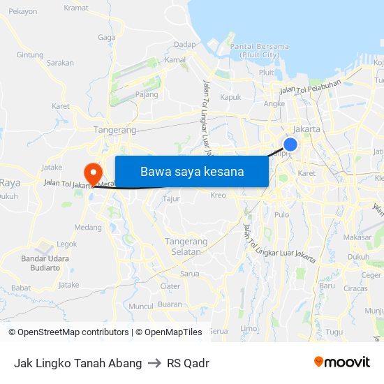 Jak Lingko Tanah Abang to RS Qadr map