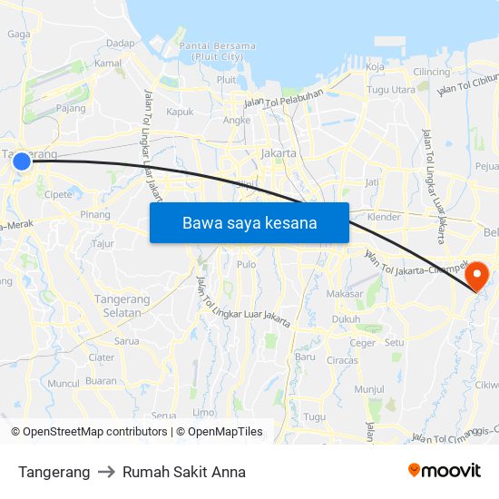 Tangerang to Rumah Sakit Anna map