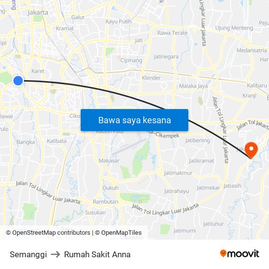 Semanggi to Rumah Sakit Anna map