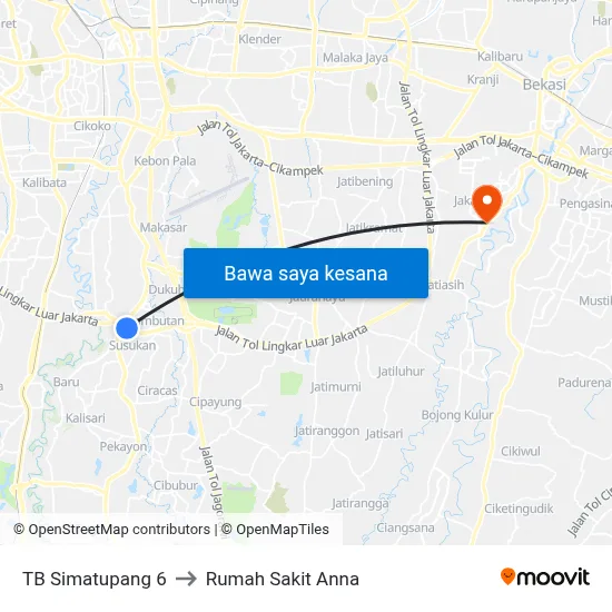 TB Simatupang 6 to Rumah Sakit Anna map