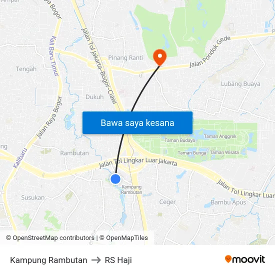 Kampung Rambutan ke RS Haji dengan transportasi umum