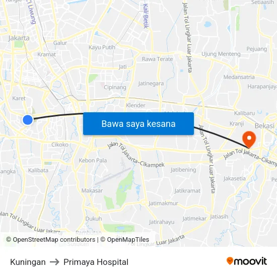 Kuningan to Primaya Hospital map