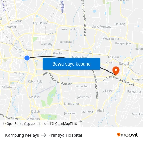 Kampung Melayu to Primaya Hospital map