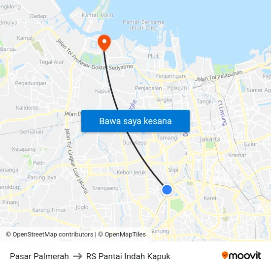 Pasar Palmerah to RS Pantai Indah Kapuk map
