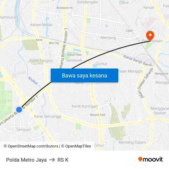 Polda Metro Jaya to RS K map