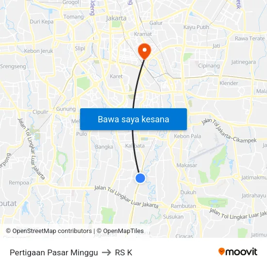 Pertigaan Pasar Minggu to RS K map