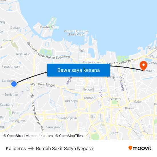 Kalideres to Rumah Sakit Satya Negara map