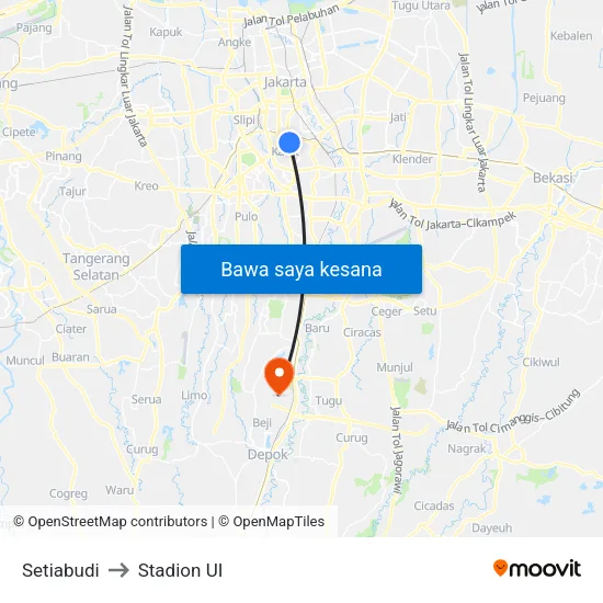 Setiabudi to Stadion UI map