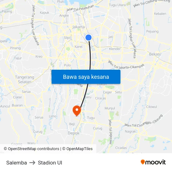 Salemba to Stadion UI map