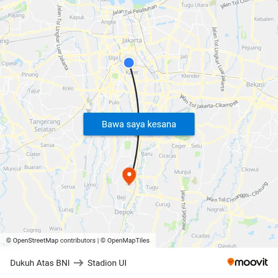 Dukuh Atas BNI to Stadion UI map