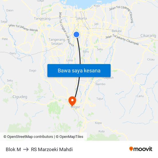 Blok M to RS Marzoeki Mahdi map