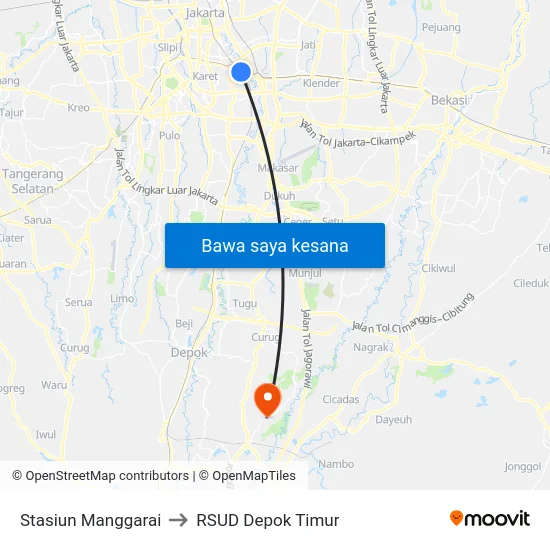Stasiun Manggarai to RSUD Depok Timur map
