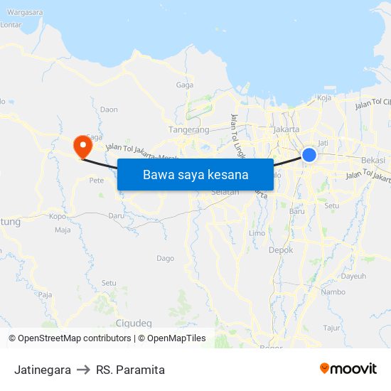 Jatinegara to RS. Paramita map