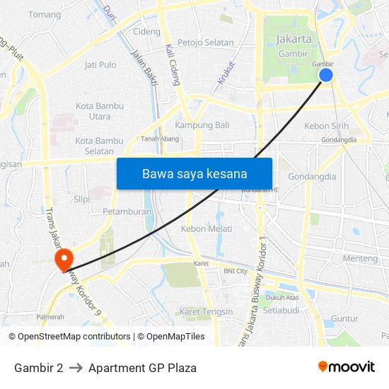 Gambir 2 to Apartment GP Plaza map