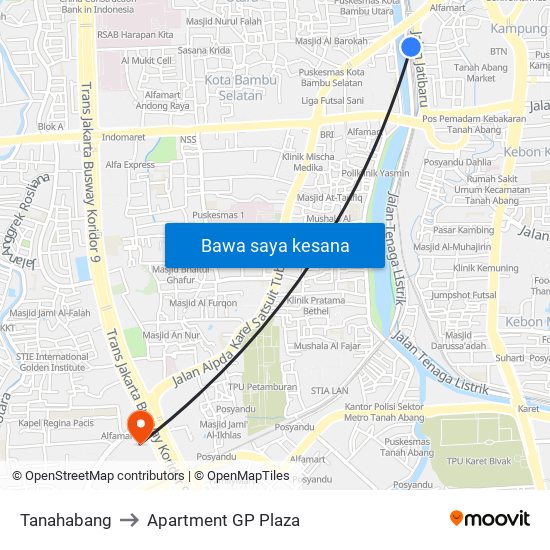 Tanahabang to Apartment GP Plaza map