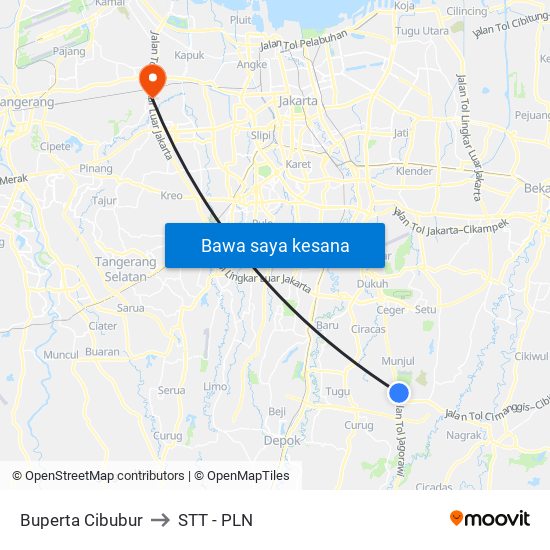 Buperta Cibubur to STT - PLN map