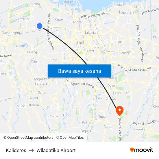 Kalideres to Wiladatika Airport map