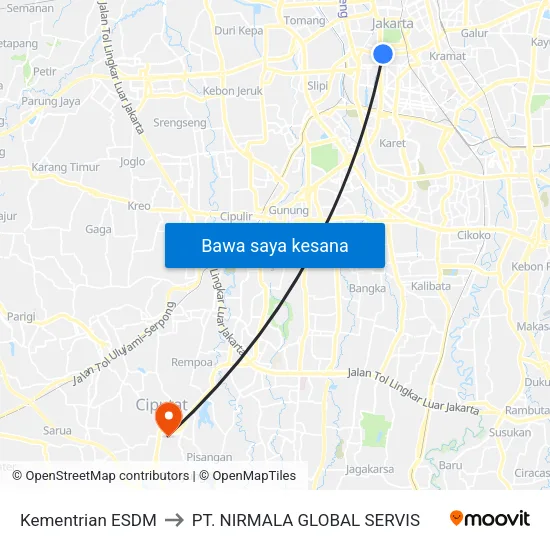 Kementrian ESDM to PT. NIRMALA GLOBAL SERVIS map