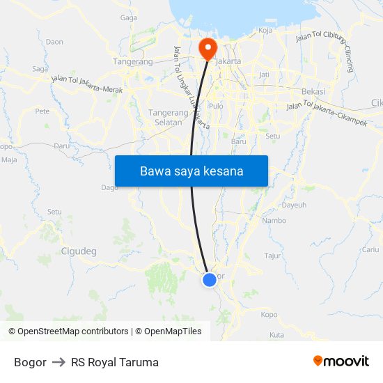 Bogor to RS Royal Taruma map