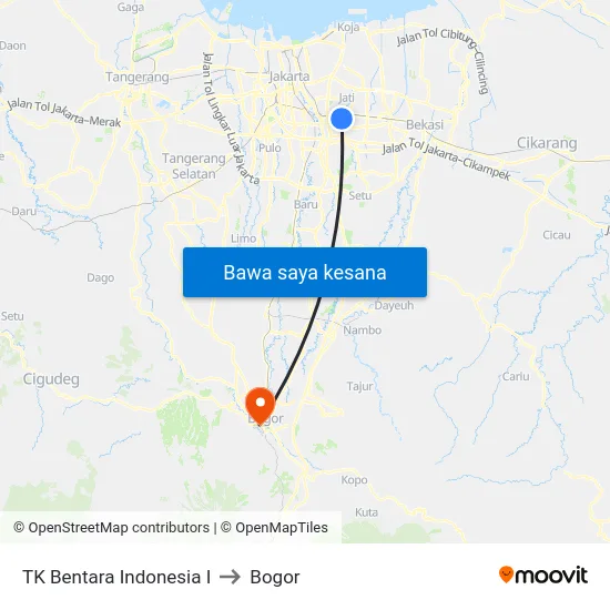 TK Bentara Indonesia I to Bogor map