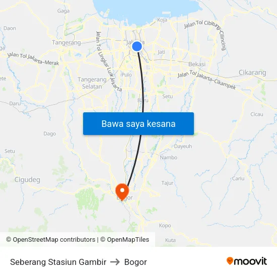 Seberang Stasiun Gambir to Bogor map
