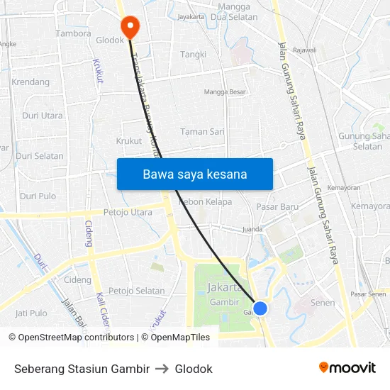 Seberang Stasiun Gambir to Glodok map