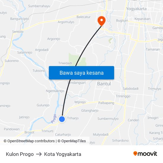 Kulon Progo to Kota Yogyakarta map