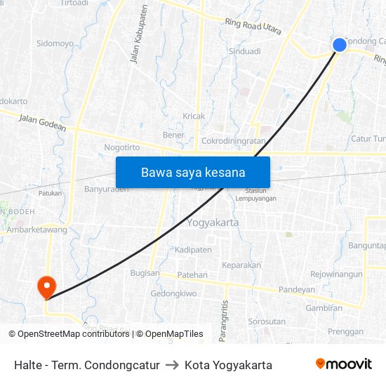 Halte - Term. Condongcatur to Kota Yogyakarta map