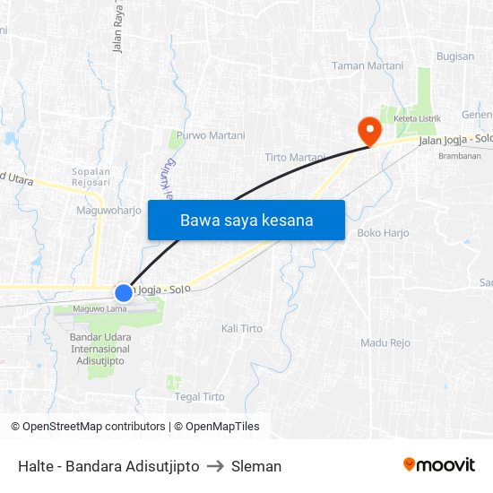 Halte - Bandara Adisutjipto to Sleman map