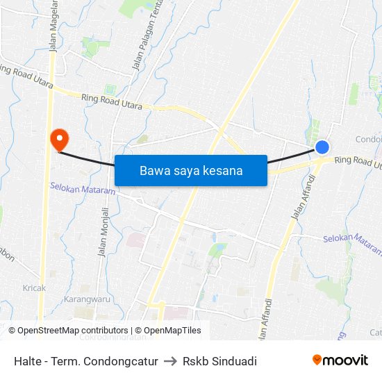 Halte - Term. Condongcatur to Rskb Sinduadi map