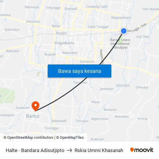 Halte - Bandara Adisutjipto to Rskia Ummi Khasanah map