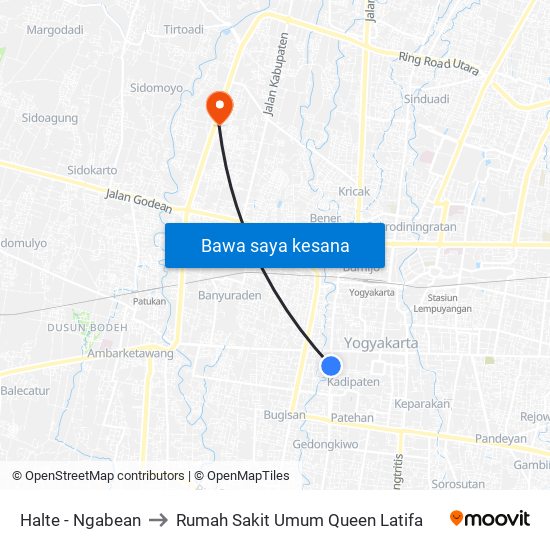Halte - Ngabean to Rumah Sakit Umum Queen Latifa map